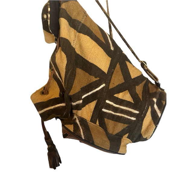 Handmade 🇬🇭 in Ghana Unisex Wool Mud Cloth Travel Backpack Duafe Gye Nyame - Picture 11 of 11